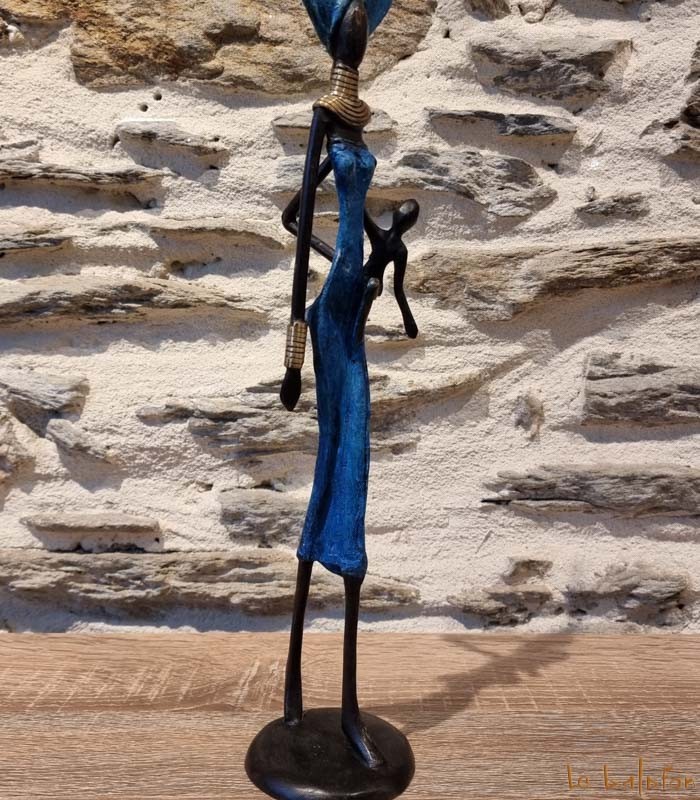 Statuette africaine 38 cm "la femme et l'enfant"